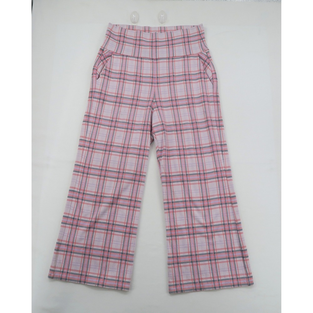 Cabi Pink Plaid 2 Piece Set Cropped Blazer and Wide Leg Pants Womens Size L - Picture 3 of 13